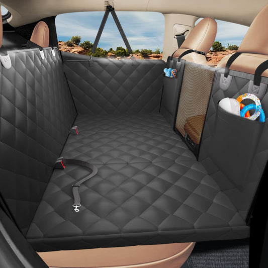 ROUWINNE Back Seat Extender for Dogs-Large Space, Hard Bottom Egg Crate Foam Soft Dog Car Seat Cover, Sturdy Backseat Extender for Dogs, Waterproof Pet Car Bed Dog Hammock for Car, SUV, Truck