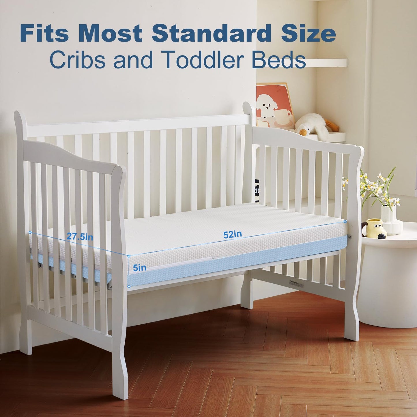 ASANEST Dual Sided Baby Breathable Crib Mattress, Infant & Toddler Bed Mattress with Premium Foam, Machine Washable Oeko-TEX Standard 100 Certified Cover, Standard Size 52x28x5 Inch