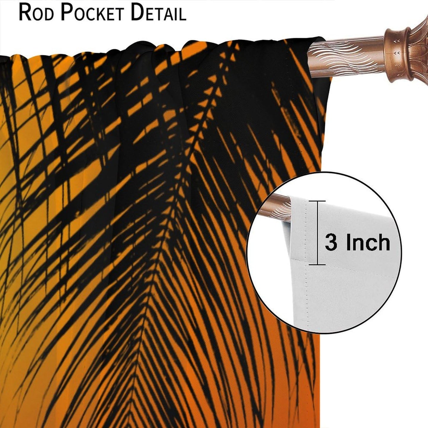 JADERYS Ocean Blackout Curtains Tropical Palm Trees Blue Sea Wave Sunset Orange Sky Seascape Art Print for Kids Girls Boys Bedroom Living Room Rod Pocket Decoration Window Drapes 2 Panels W21xL45in