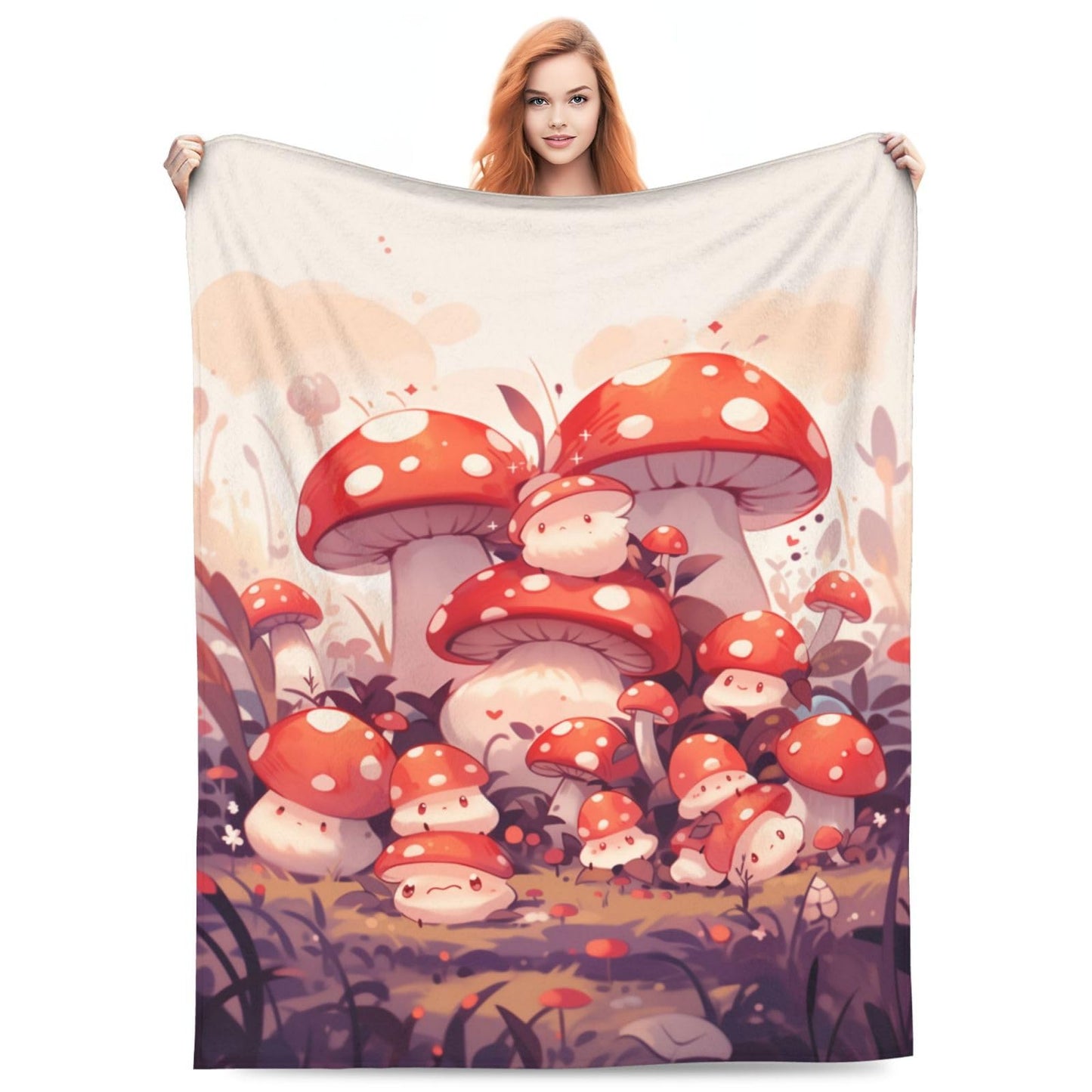 amepay Cute Cartoon Mushroom Blanket Gifts Weed Flannel Throw Blankets for Home Decor Couch Bed Sofa Soft Fuzzy Lightweight for All Season 60x50 Inches