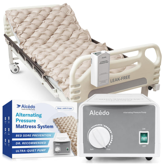 Alcedo Alternating Air Pressure Mattress Pad for Bed Sore and Ulcer Prevention, Hospital & Home Use Medical Mattress Topper for Bedridden Patient, Adjustable Ultra Quiet Pump and Waterproof Cushion