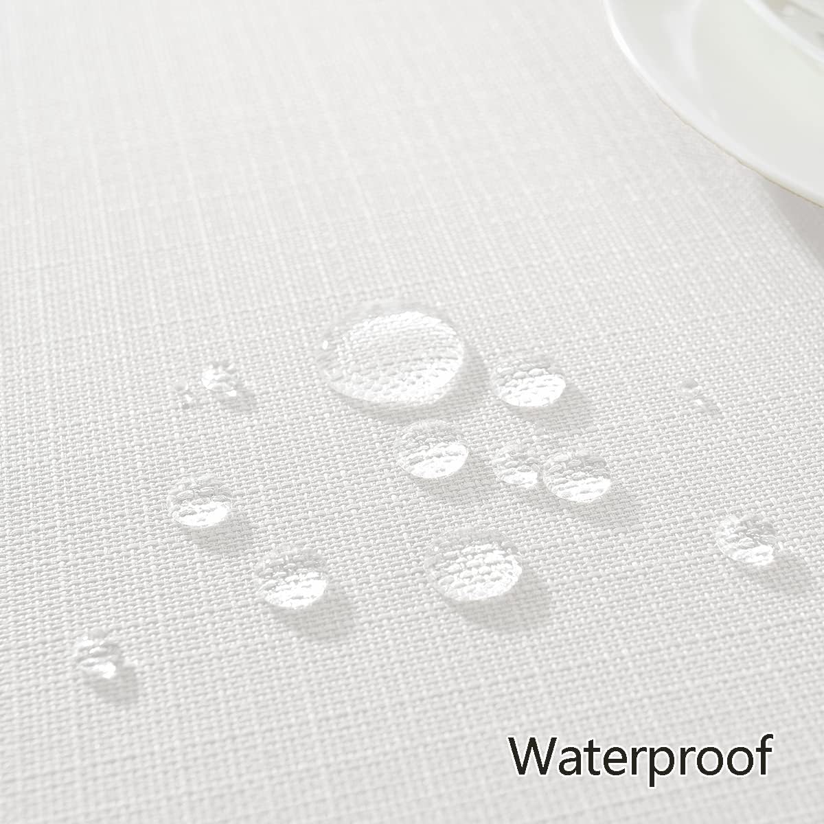 Honellaty Faux Linen Rectangle Tablecloth, 200GSM Waterproof Washable Textured Woven Table Cloth, Fabric Table Cover for Dining, Party, Wedding, Indoor Outdoor (60 x 120 Inch Rectangular, White)