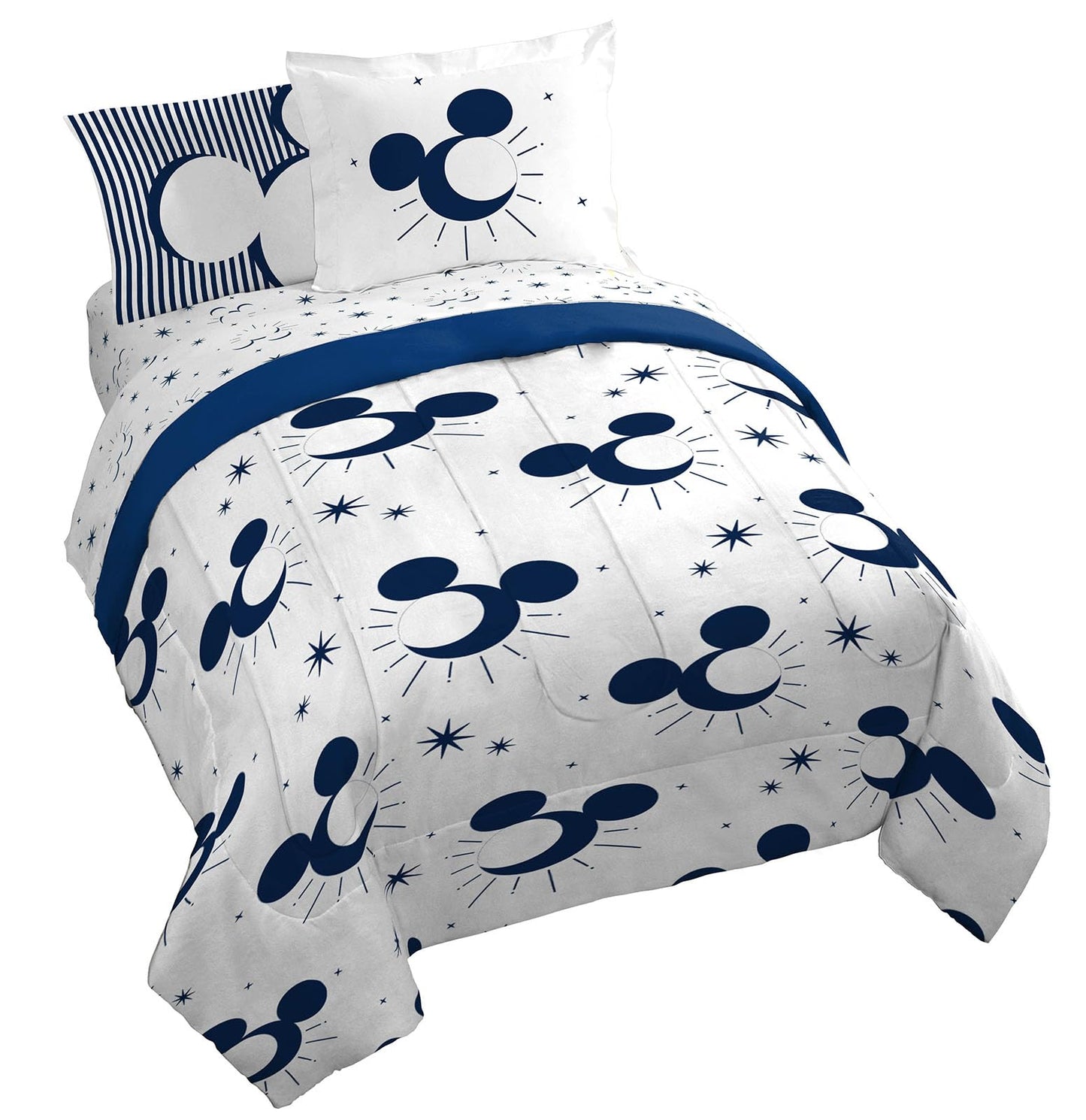Jay Franco Disney Mickey Mouse Queen Comforter Set - 7 Piece Bedding Includes Sheet Set & Pillow Covers - Super Soft Cozy Celestial Bedding