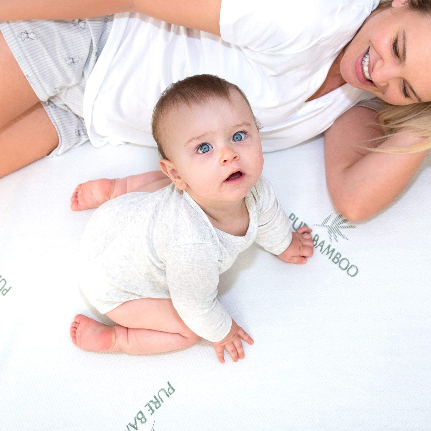 Queen Mattress Protector by PURE BAMBOO, Waterproof - Viscose Derived from Bamboo, Breathable, Noiseless Mattress Cover Protects Against Moisture, Spills, Stains (Queen)