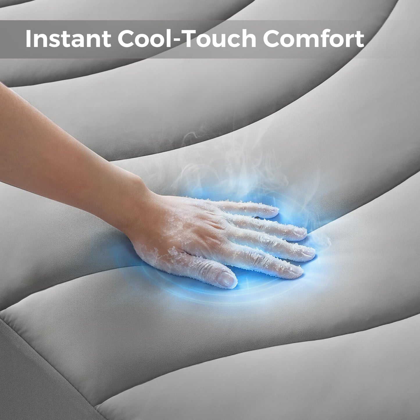 EASELAND Cooling Mattress Pad Queen Size for Hot Sleepers Pillow Top Mattress Cover Quilted Fitted Mattress Protector Breathable Mattress Topper with 8-21" Deep Pocket(60x80 Inches,Light Grey)