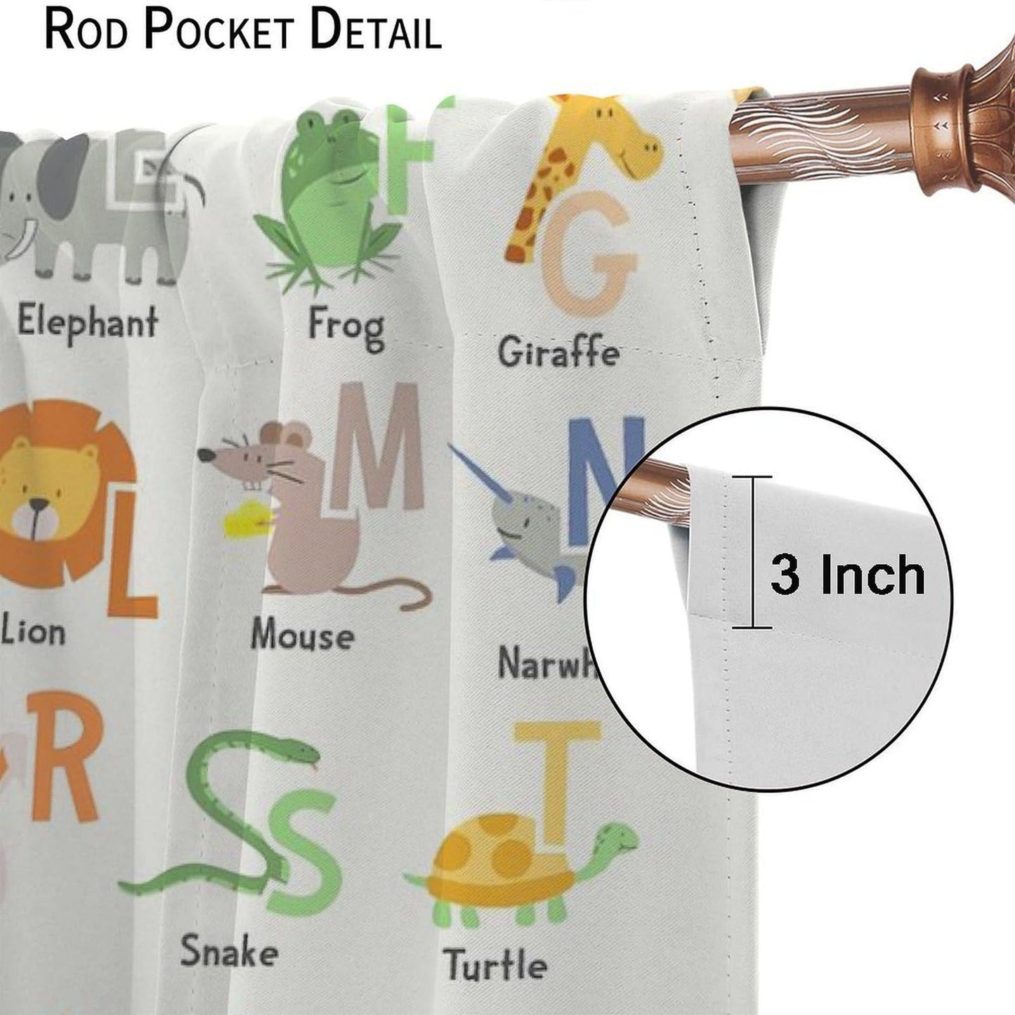 ABC Alphabet Education Curtains for Kids Colorful Cartoon Educational Crayons for Preschoolers to Learn the Alphabet Windows Treatments for Nursery Boys Bedroom Living Room 42x44.5in（No Blackout）