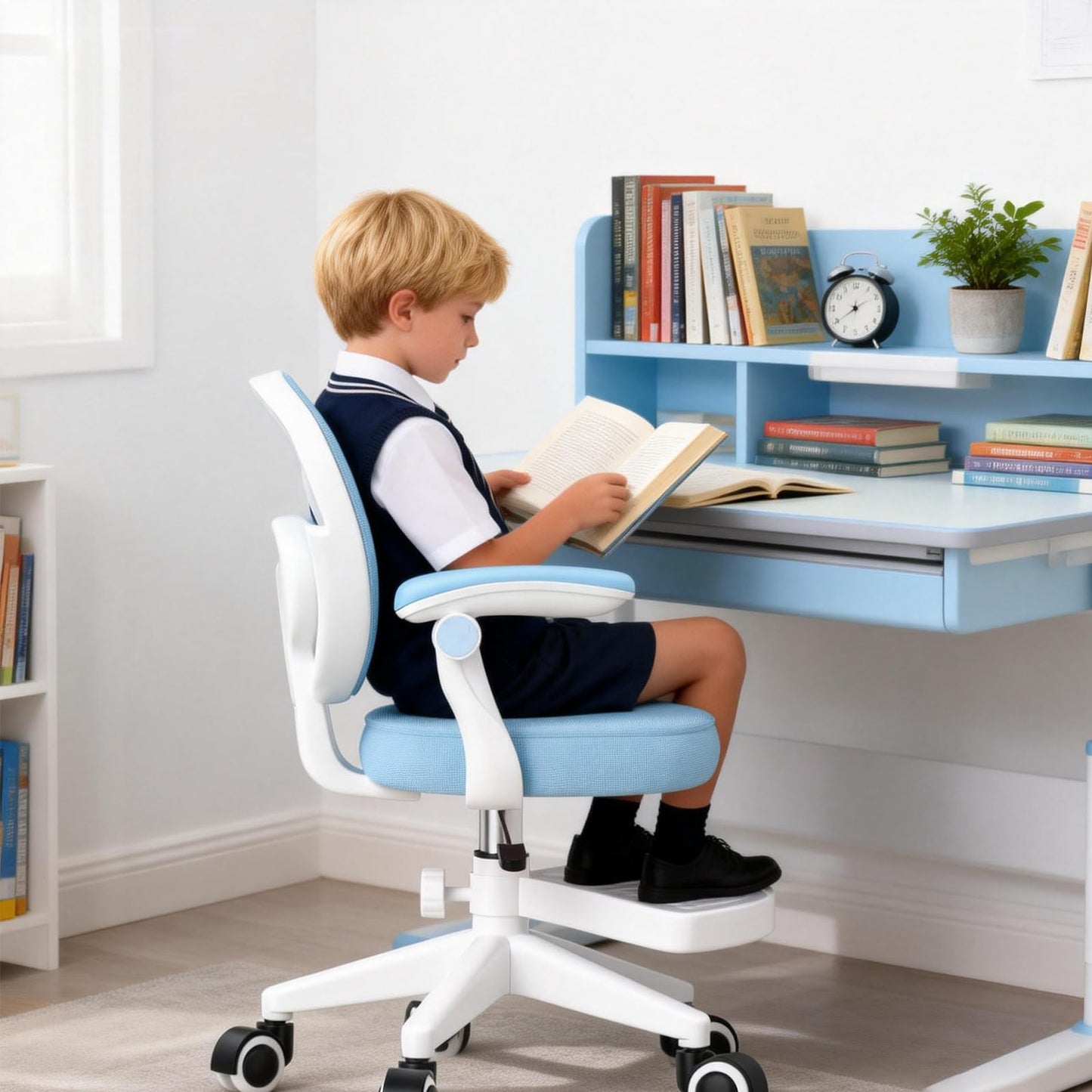 Ergonomic Kids Desk Chair 4-12, Adjust Height Children Study Computer Chair