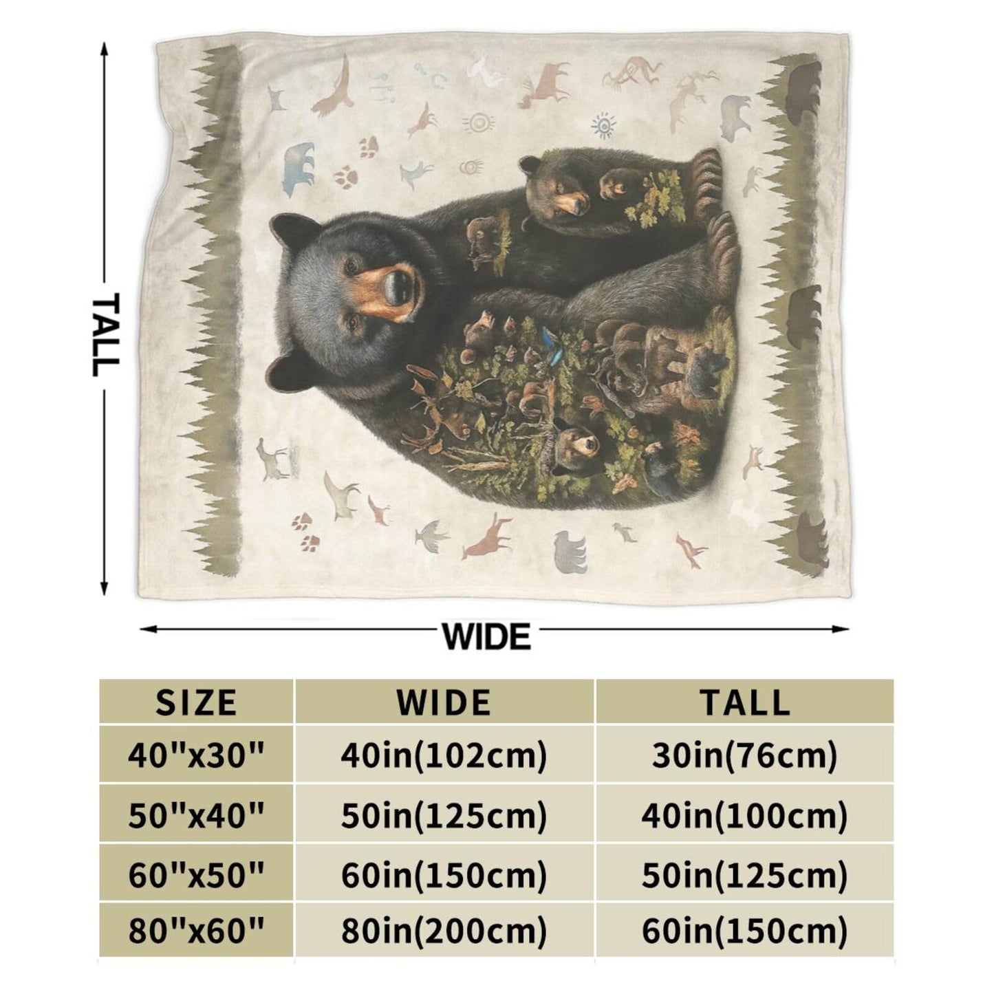 Cabin Bear Blanket Farmhouse Bear Throw Blanket Wildlife Animals Decor Soft Cozy Fleece Fuzzy Plush Flannel Blankets Gifts for Women Girls Boys Kids Teens Adults 50"X40"