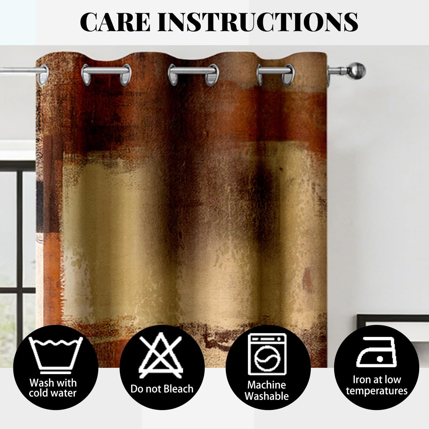 JAZEAOI Burnt Orange Abstract Blackout Curtains, Modern Art Red Brown Rust Black Out Window Drapes for Bedroom Living Room Grommet Thermal Insulated Room Darkening Home Decor, 2 Panels 52x84 Inches