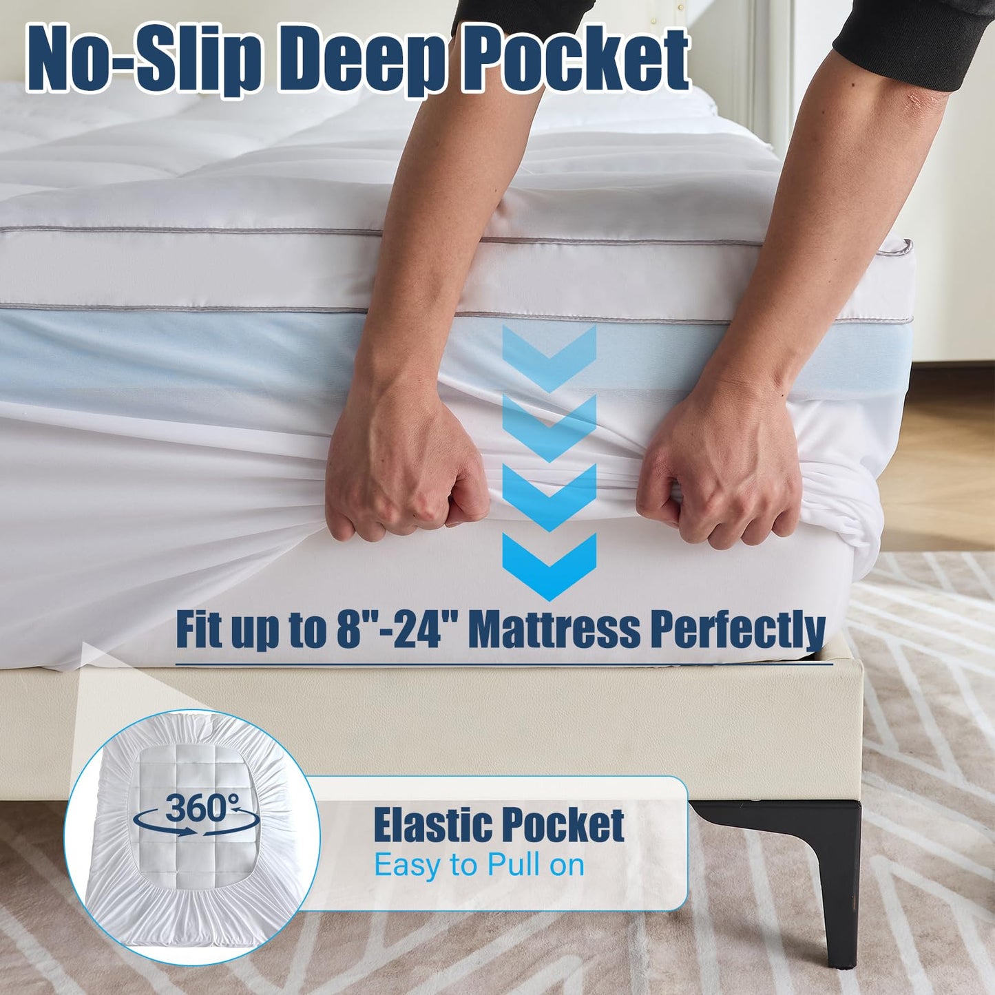 Aodenge 4 Inch Dual Layer Mattress Topper Queen Size, 2 Inch Cooling Gel Memory Foam and 2 Inch Down Alternative Pillow Top Pad for Back Pain, with 8-21 Inch Deep Pocket