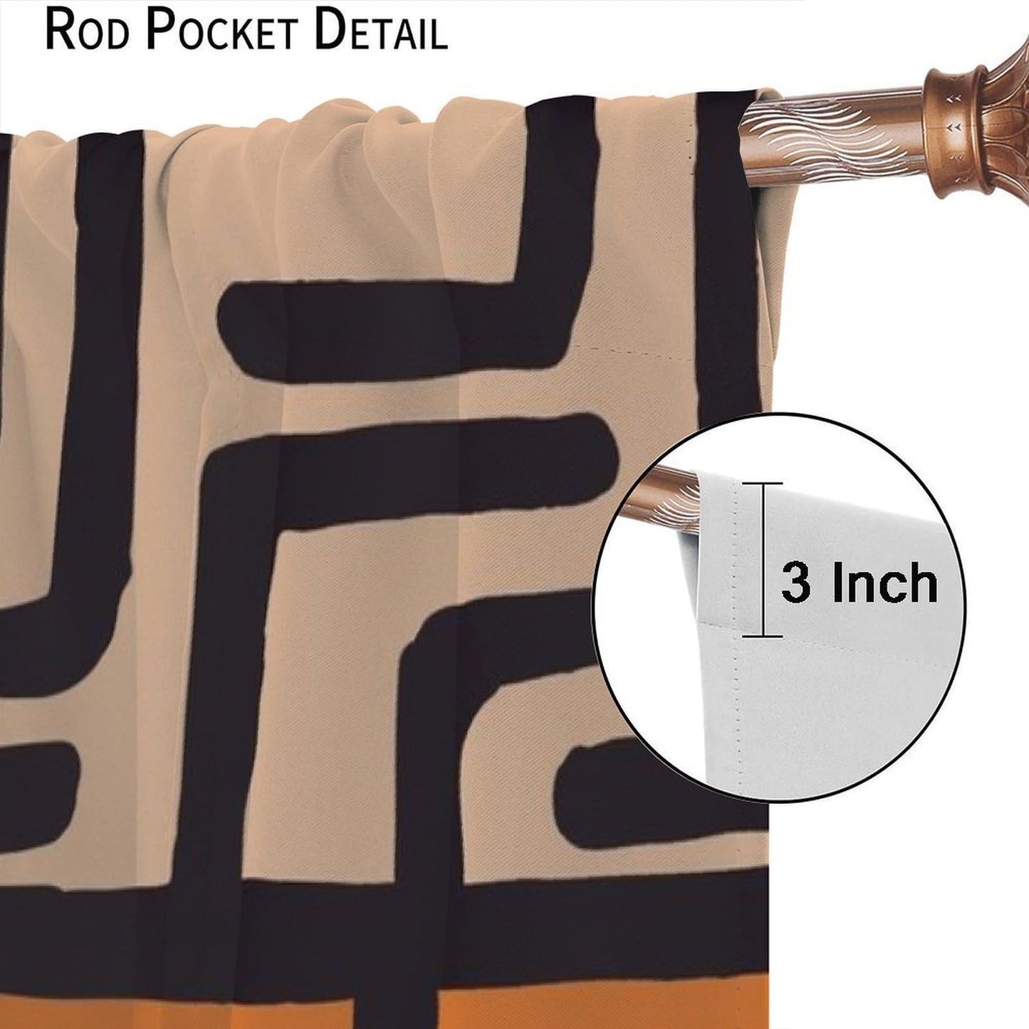 Djaby African Ethnic Blackout Curtains, Rustic Abstract African Traditional Geometric Art Printed Window Drapes for Bedroom Living Room Kitchen 42" W X 45" L(No Blackout)