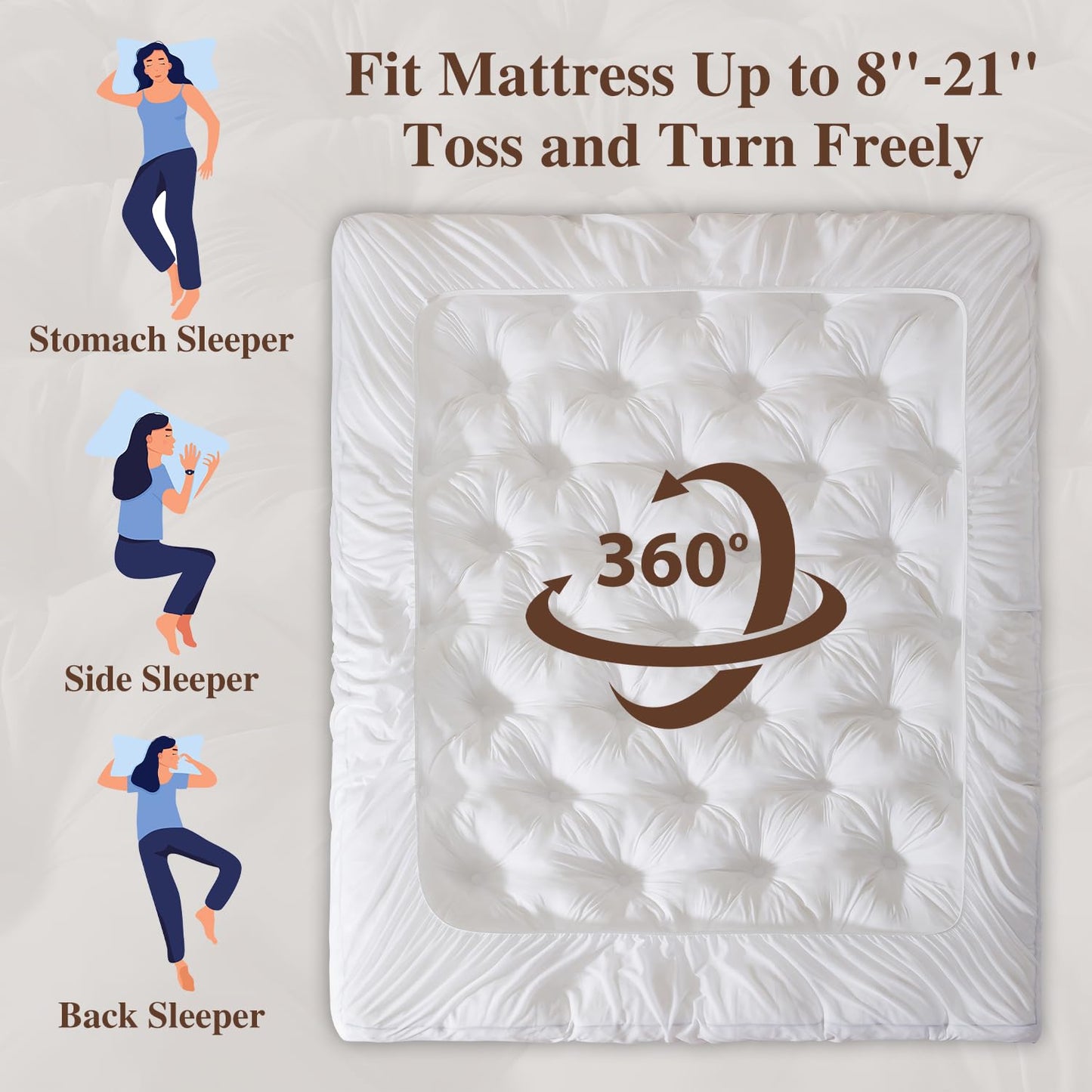 WhatsBedding 5 Inch Memory Foam Mattress Topper Queen Size, Supportive Fluffy Shredded Memory Foam Filled Pillow Top, Extra Soft Bed Topper with Deep Pocket, 60x80 in
