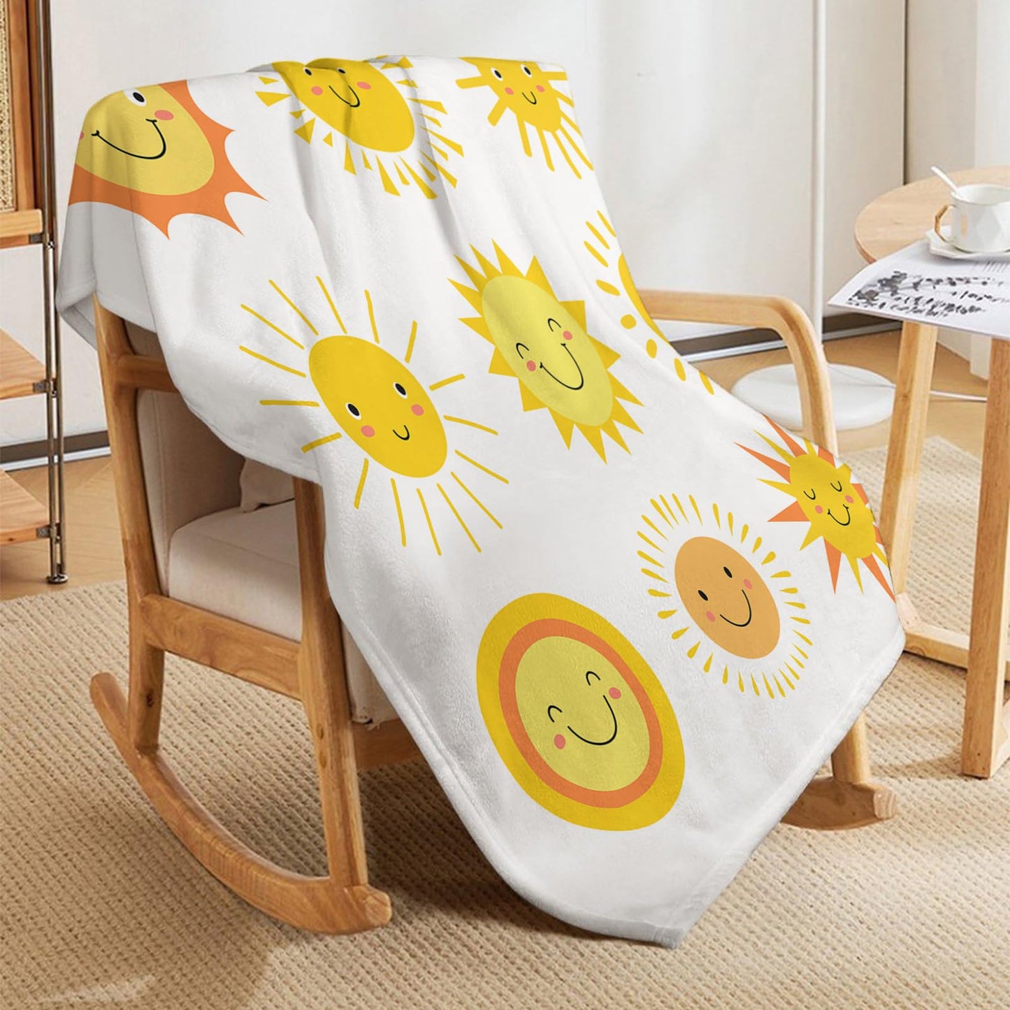 Throw Blanket 50x60 Inch,Funny Summer Sunshine Cozy Soft Lightweight Fuzzy Flannel Blanket Suitable for Couch Bed Sofa Living Room in All Seasons