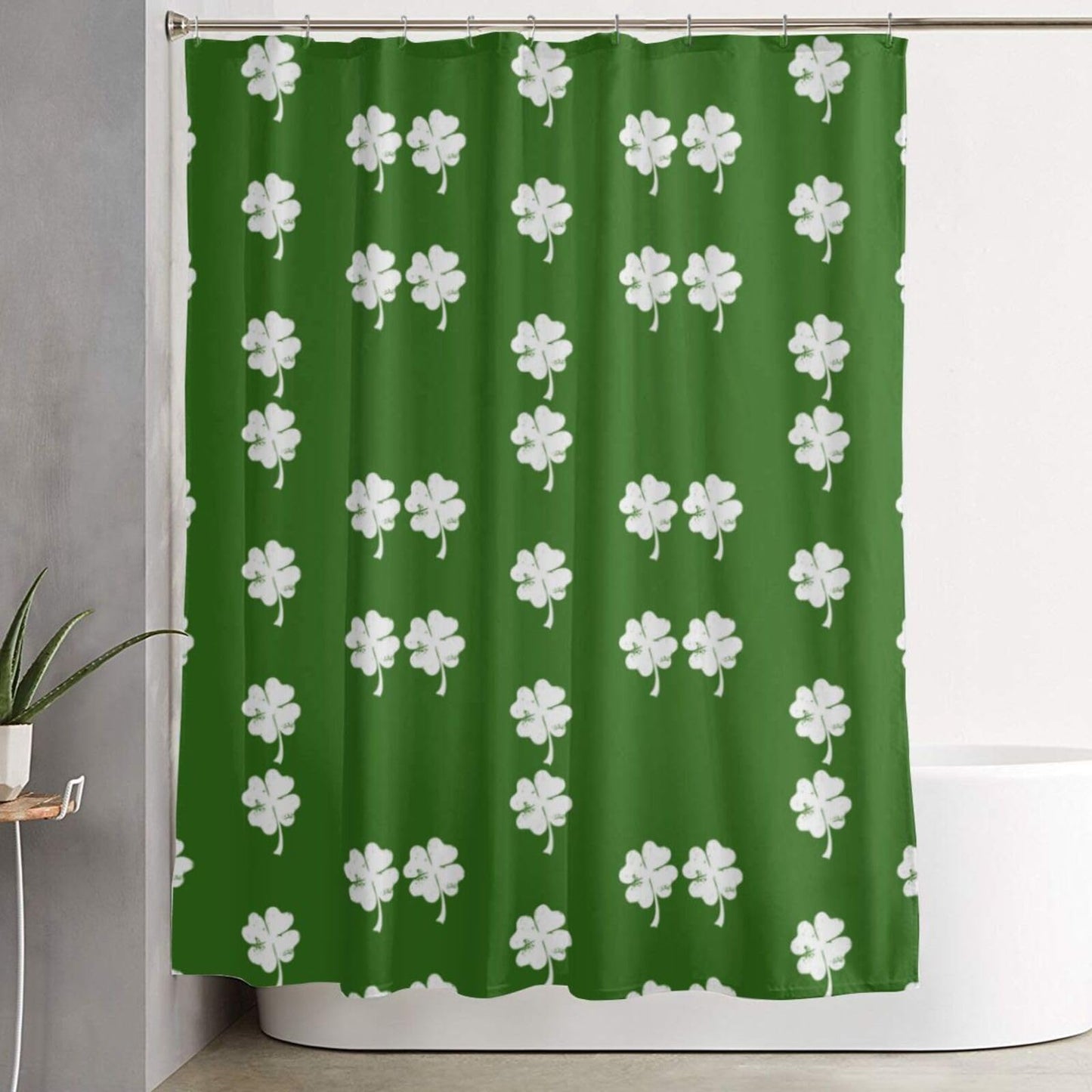 noasqll Lucky Irish Four Leaf Clover Shamrock Shower Curtain 60 X 72 Inch Waterproof Shower Curtain Set Bathroom Curtain Decor with 12 Hooks