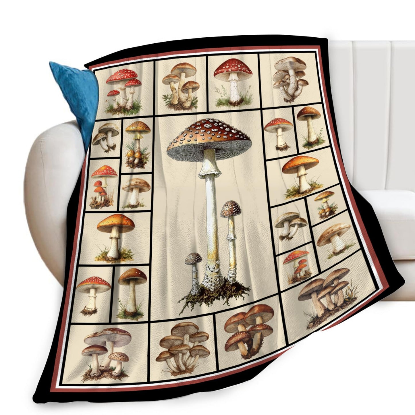 Lovira Mushroom Throw Blanket Mushroom Print Throw Blankets Gifts for Couch Sofa Bed Stuff Decor Soft Cozy Fleece Plush Warm Flannel Bedding for Lover Men Women Boys Girls 40"x50"
