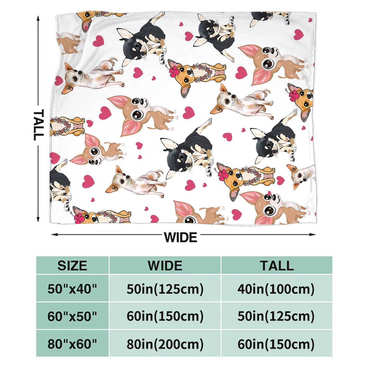 Tijuboni Chihuahua Throw Blanket Dog Gifts for Girls Boys Women Men Kids Adults Soft Flannel Fleece Blanket for Couch Sofa Bed Home Decor 40"x50"