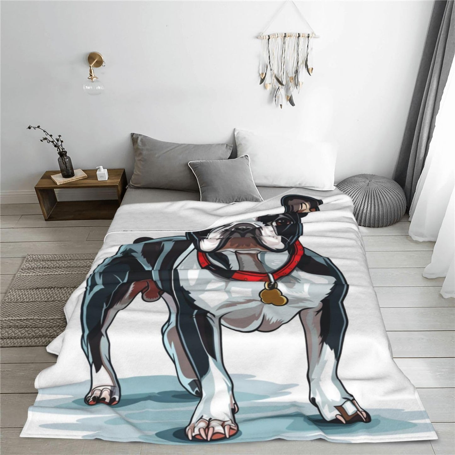 TZJCCMAY Boston Terrier Blanket for Kids Women Adults, Cute Dog Lover Throw Blankets, Soft Lightweight Fleece for Bed Sofa Home Living Room Decor, Birthday Gifts, 50x60in