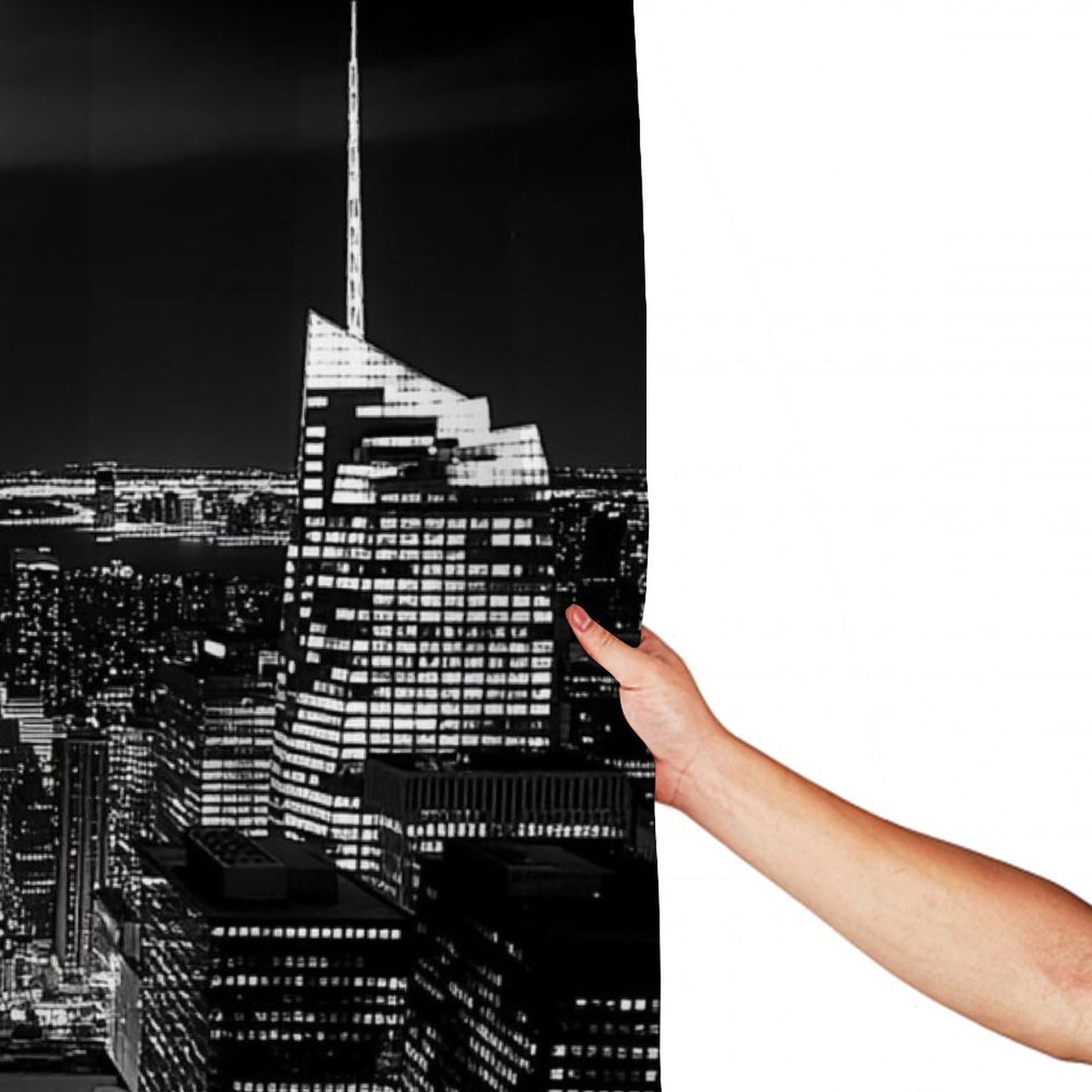 100% BLUE COLLAR Fashion Waterproof Lightweight Shower Curtain, New York City Skyline Black Hotel Bathroom Decorative Shower Curtain with Hooks, 72"x 70"