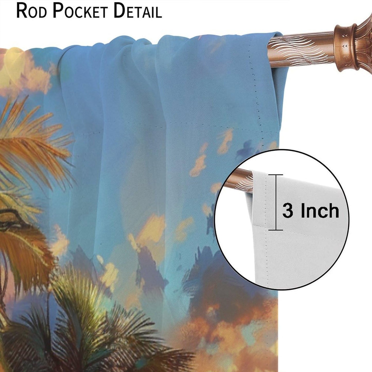 DIPQIMI Watercolor Landscape Blackout Curtains, Sky Nature Sunset Palm Trees Curtains Rod Pocket Thermal Insulated Window Drapes for Bedroom/Living Room, 21W x 45L, 2 Panels