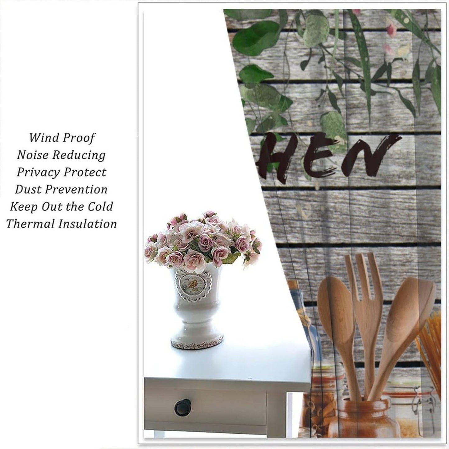Farmhouse Kitchen Curtains Rustic Kitchenware Colourful Rustic Nature Botanical Chef Cutlery Spoon Cooking Rod Pocket Window Treatments for Living Room Bedroom 2 Panel Set 41" x 45" (No Blackout)