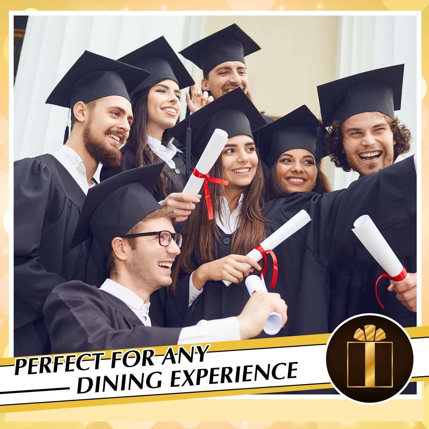 Amylove 2026 Black and Gold Plastic Tablecloths Bulk, Graduation Tablecloth 84 Inch Round Waterproof Table Cover for Anniversary Graduation Party Christmas Birthday Wedding Decorations
