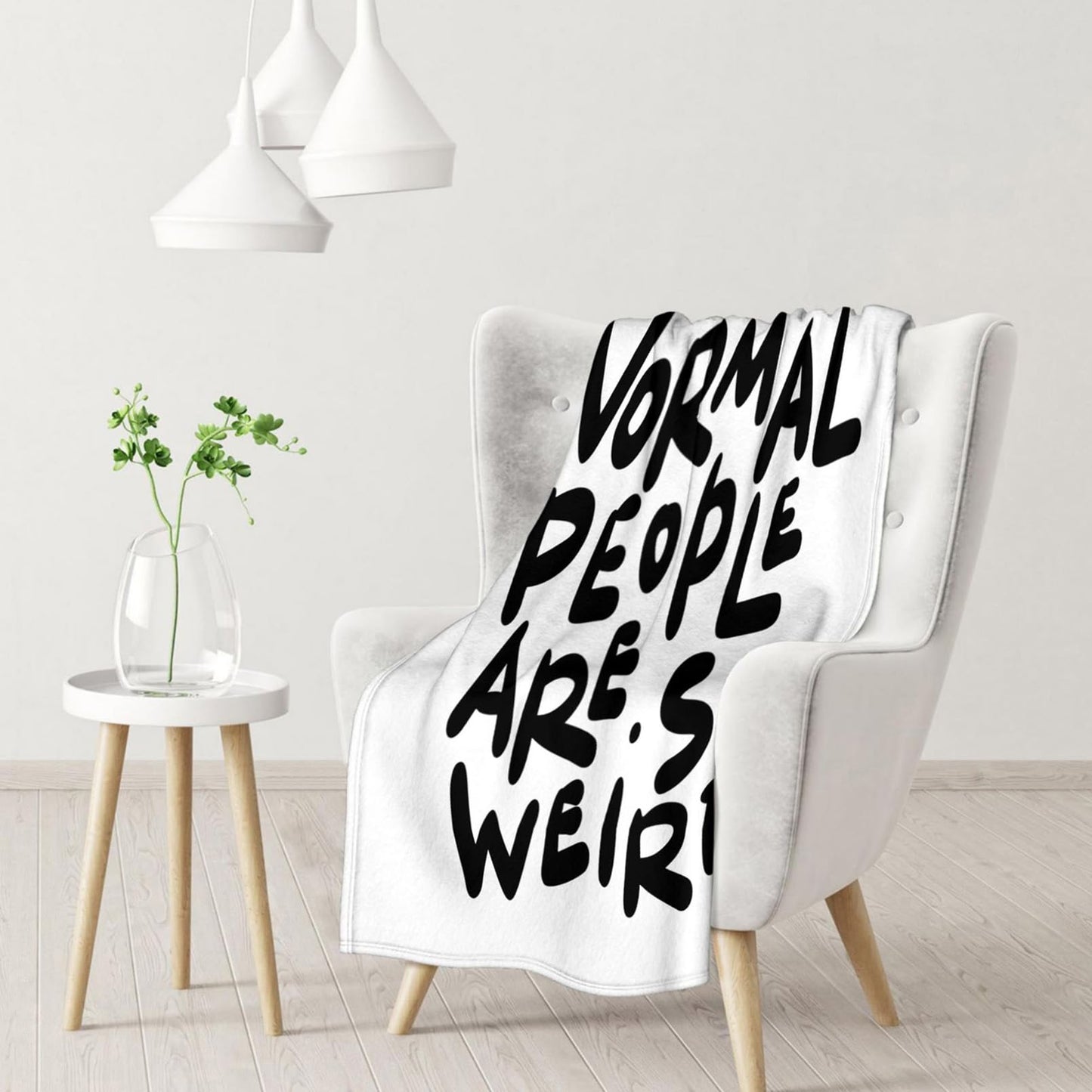 Throw Blanket 50x60 Inch,Normal People are So Weird Funny Hand Written Saying Cozy Soft Lightweight Fuzzy Flannel Blanket 60x50 Inch Suitable for Couch Bed Sofa Living Room in All Seasons
