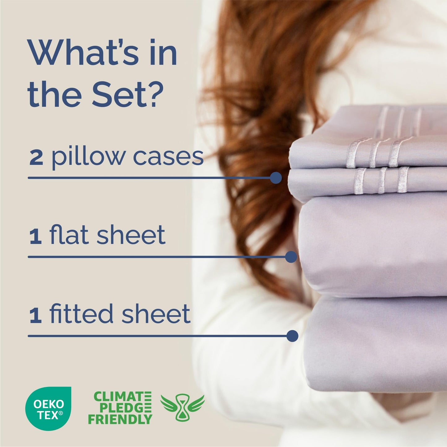 Queen Size 4 Piece Sheet Set - Comfy Breathable & Cooling Sheets - Hotel Luxury Bed Sheets for Women & Men - Deep Pockets, Easy-Fit, Soft & Wrinkle Free Sheets - Light Lavender Oeko-Tex Bed Sheet Set