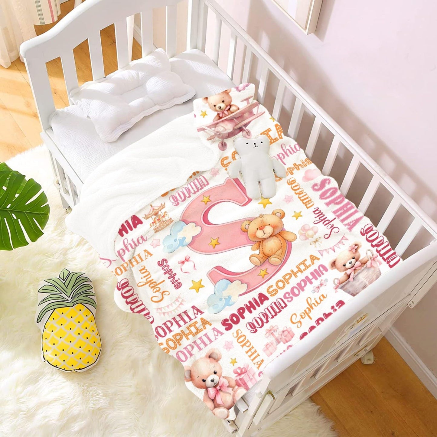 Personalized Bear Blanket Gifts for Bears Forest Animals Lovers - Soft Lightweight Flannel Throw 40"x30"