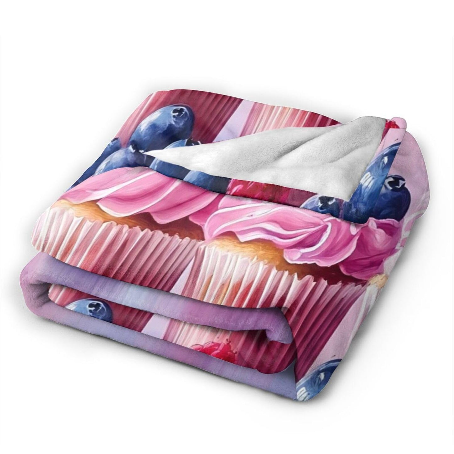 Tijuboni Pink Cupcakes Throw Blanket Dessert Gifts for Girls Women Boys Men Kids Adults Soft Flannel Fleece Blanket for Couch Sofa Bed Home Decor 40"x50"