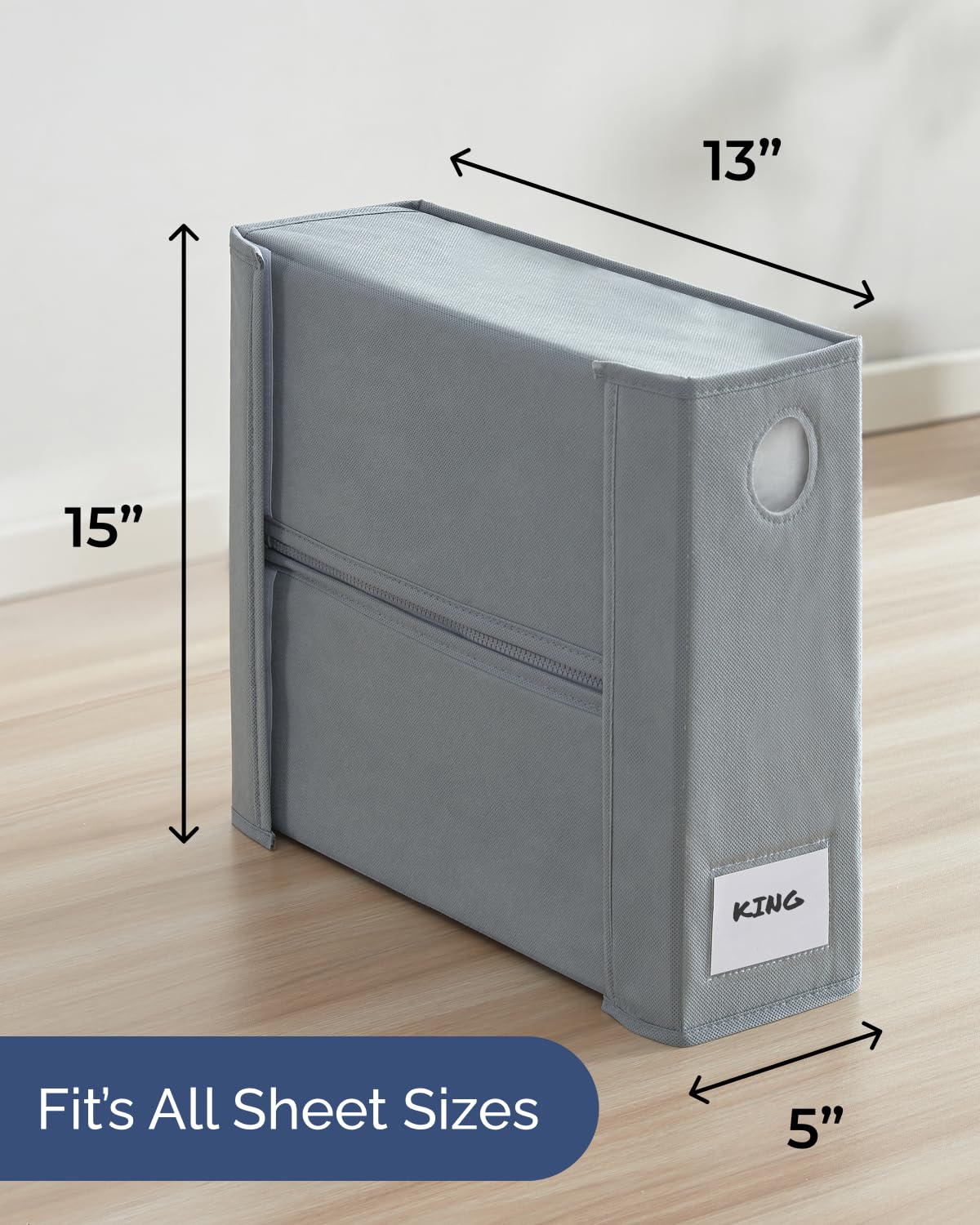 2 Pack Sheet Organizers - Foldable Storage Sheets Set Organizer for Linen Closet - King & Queen Size - Folder Keeper with Window XL - Blanket, Duvet & Pillowcases Dustproof Bedding Container - Grey