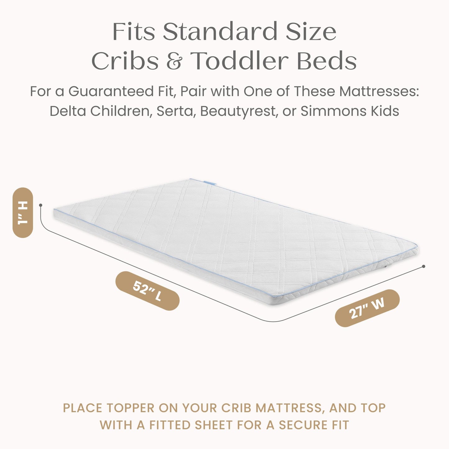 Delta Children Breeze Breathable Crib Mattress Topper, Makes Any Crib Mattress Breathable, 100% Washable, Ultra-Breathable Quilted Layer for Comfort, Fits Standard Size Cribs & Toddler Beds