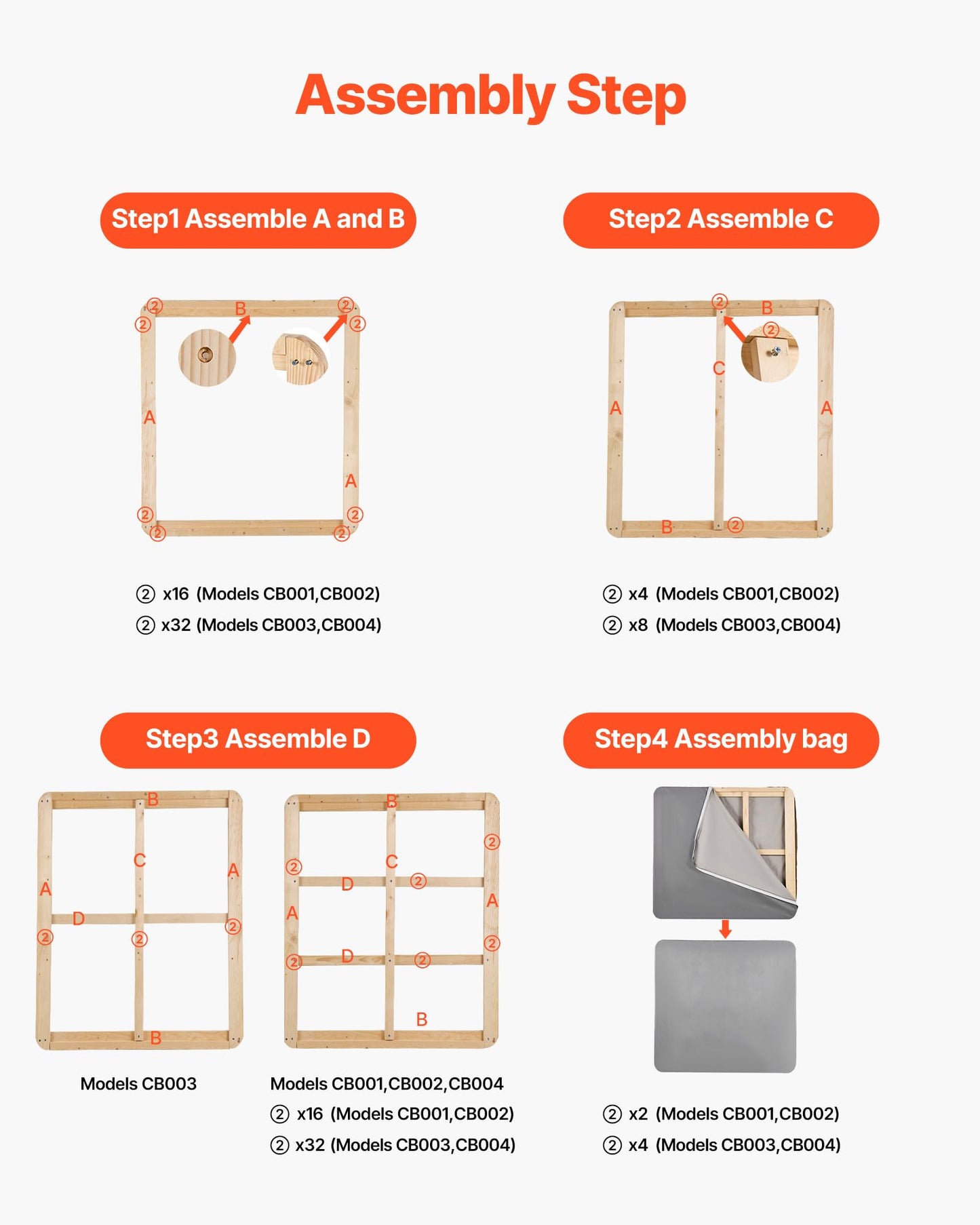 VEVOR 1.5 in Bunkie Board, Full Size Wooden Mattress Support for Bed, Bed Board Slats with 200D Oxford Cloth, Easy Assembly Support Under Mattress, 2 Piece