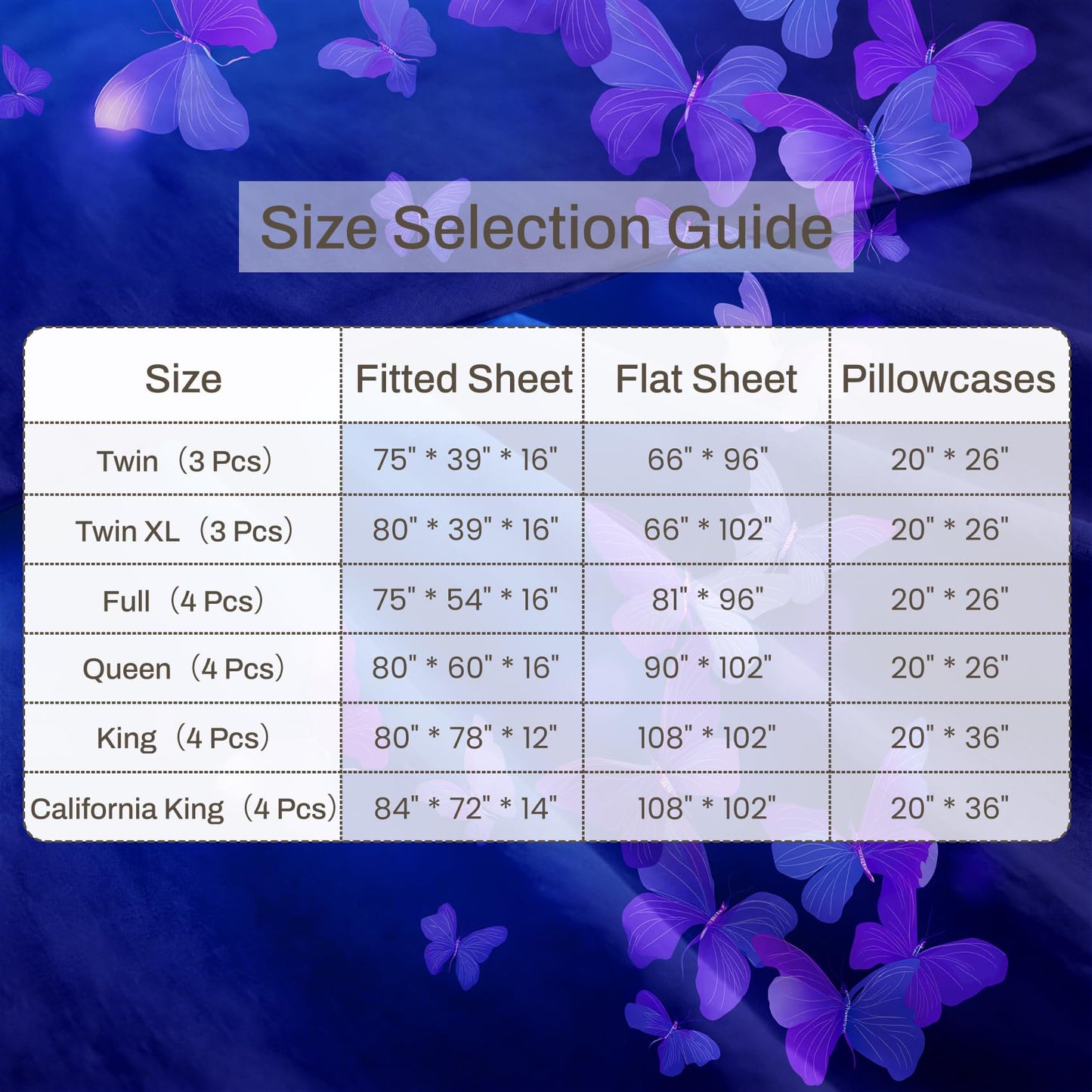Purple Butterfly Full Sheet Set 4 Pcs Grils Butterflies Bed Sheets