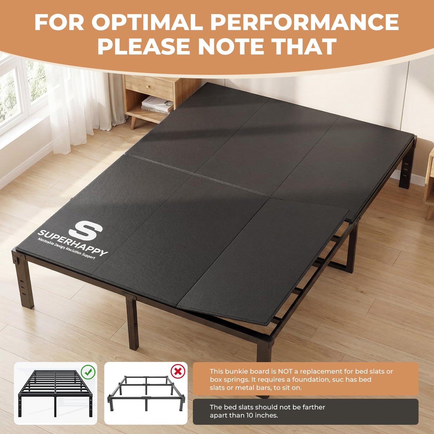 Bunkie Board Full Size (54x75") - Heavy Duty Low Profile Bed Board for Mattress Support, Stops Sagging on Platform Beds & Sleeper Sofas - Breathable, Noise Minimizing & Moisture Resistant Foundation