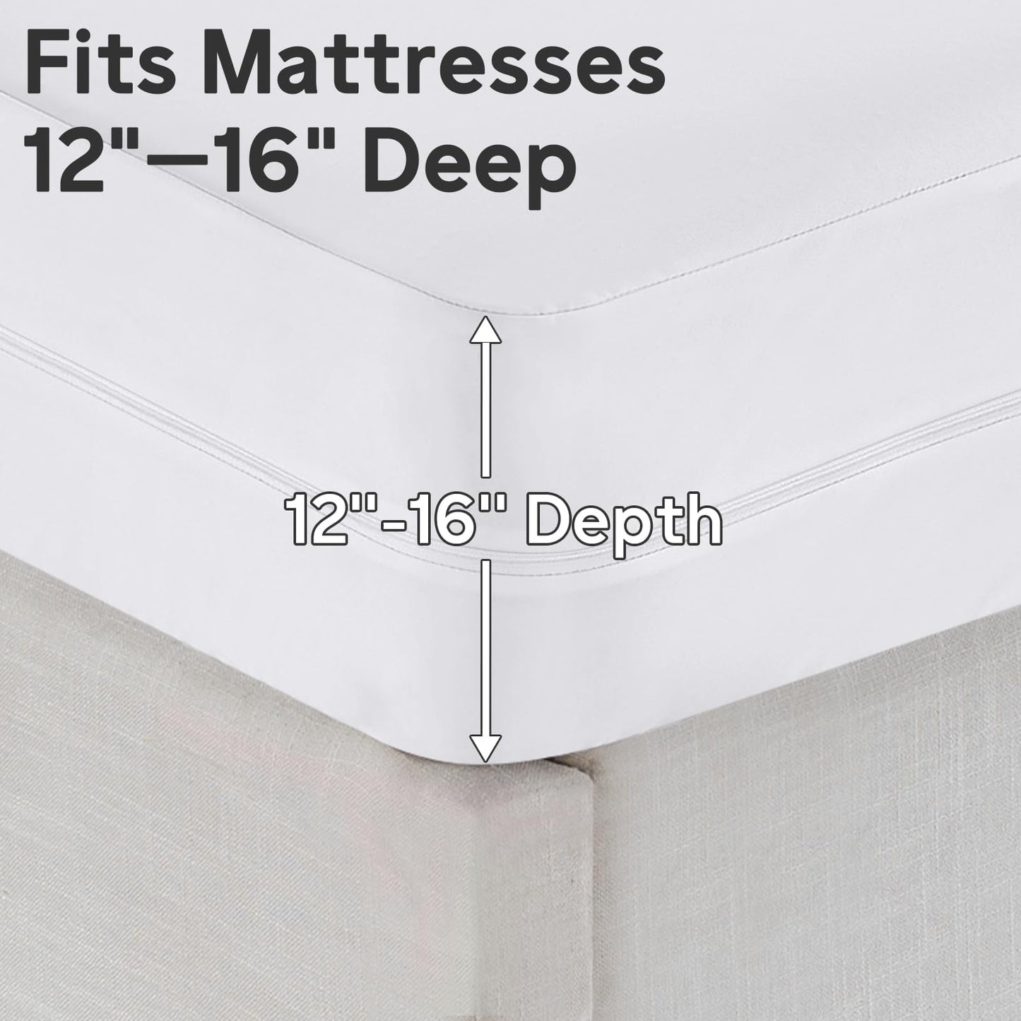 QUWOU Queen Mattress Protector(12’’-16” Depth) – Premium Six-Sided Waterproof Mattress Cover Bed Cover,Zippered Mattress Encasement for Bed, Noiseless Breathable Machine Washable,White