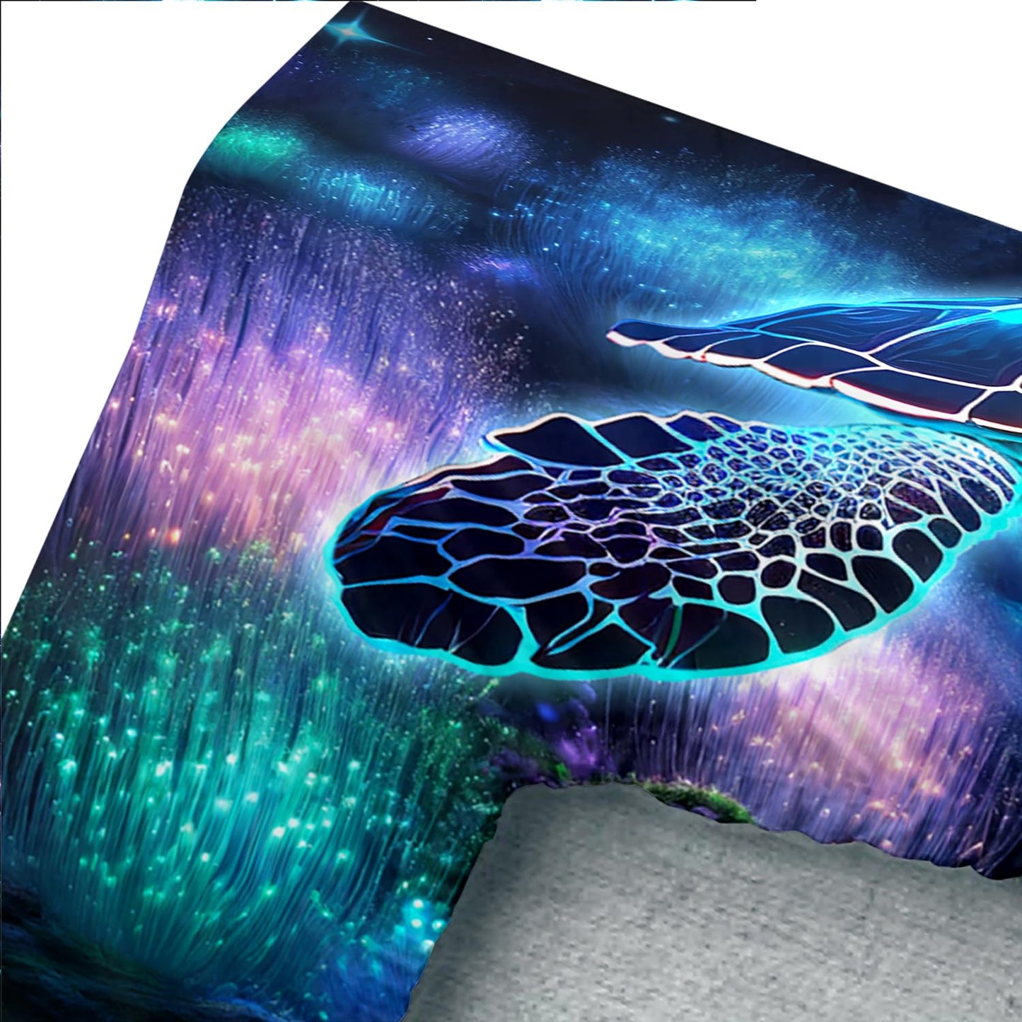 UEVBF Sea Turtle Fitted Sheet Kids Bedding Twin Size,Glowing Waterweed Moon Flash Fitted Sheet for Kids Boys Girls Room Decor,Coastal Reptile Animal Bedding Set,1 Fitted Sheet+2 Pillowcases.