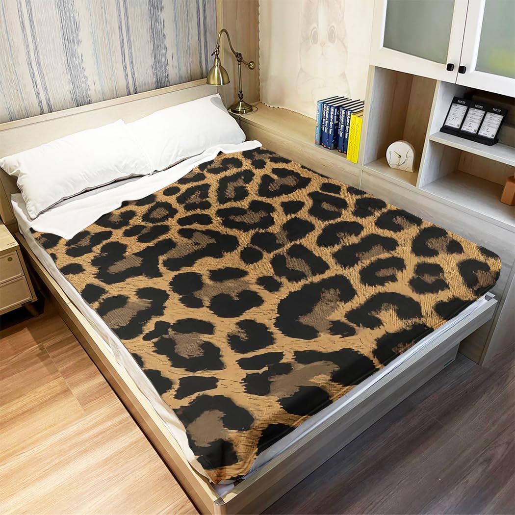 Rstick 60"x80" Classic Leopard Print Blanket - Soft Fleece Throw, Wild Style for Home Decor