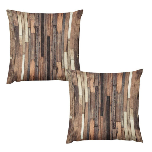 Nitmbi Rustic Wooden Pillow Covers Set of 2,Farmhouse Wood Barn Door Vintage Brown Wooden Throw Pillow Covers 16x16 Inches Cotton Square Pillow Cover Set for Couch Bed Living Room Outdoor 16 "x16