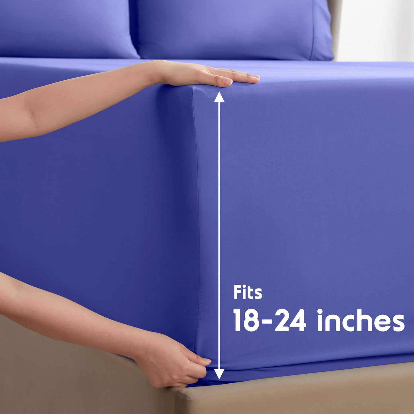 Nestl Extra Deep Cal King Sheet Set - 6 Piece Breathable & Cooling Sheets - Hotel Luxury Bedding Set w/18-24 Inch Deep Pockets - Easy & Secure Fit - Super Soft, Wrinkle Free & Comfy - Royal Blue