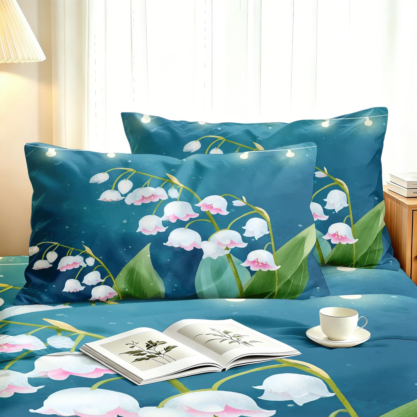 Lily of The Valley‌ King Sheet Set Flower Flat Fitted Sheet Sets