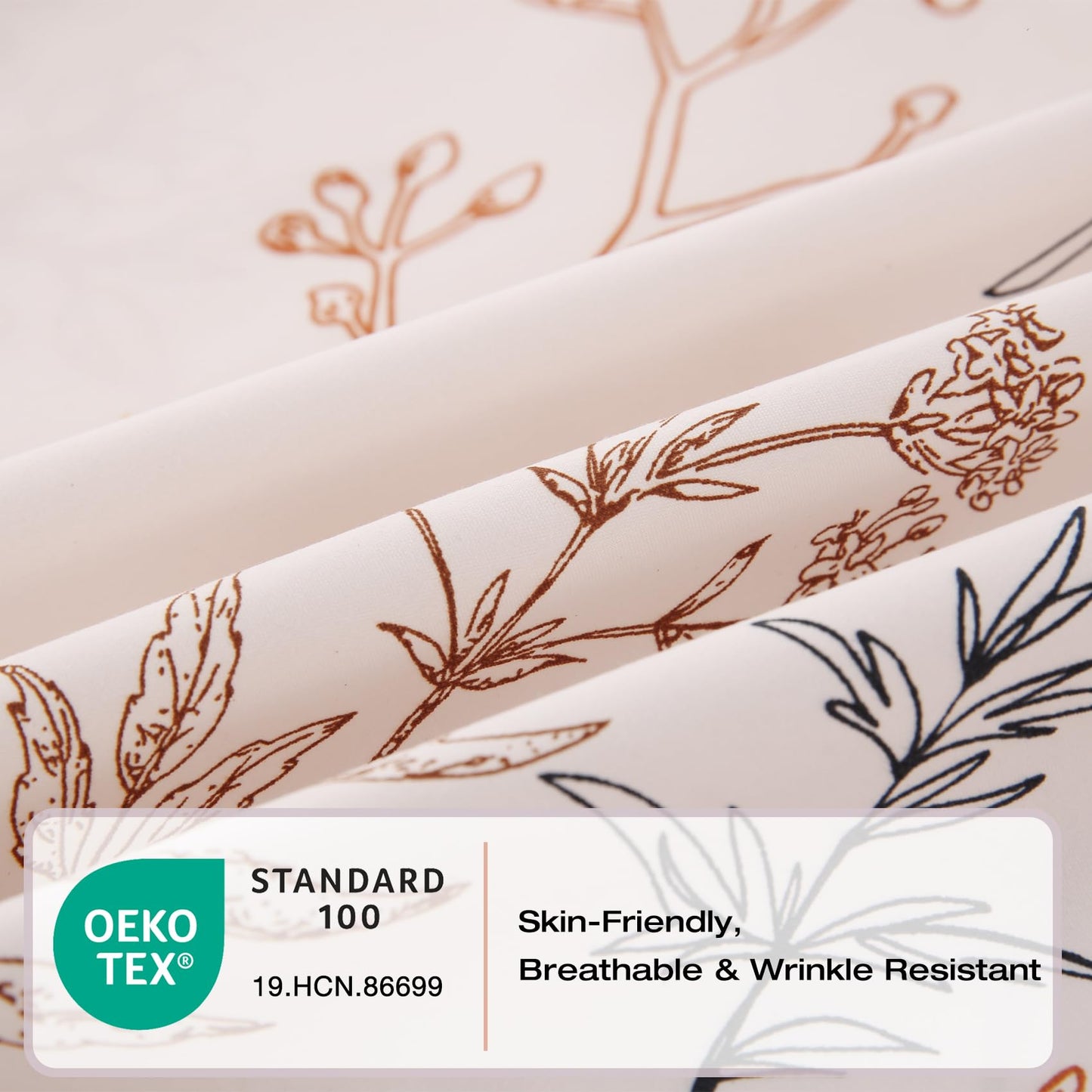 Yibeizi Floral Sheet Set Queen, Boho Botanical Rustic Pattern Bed Sheets Beige Fall Bedding Sheets & Pillowcases Soft Microfiber 15" Extra Deep Pocket Fitted Bedsheet 4 Piece