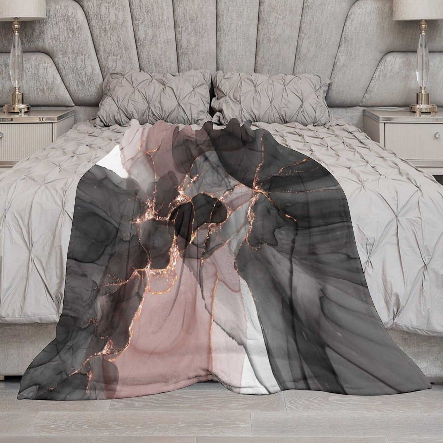 Marble Blanket Abstract Marble Modern Luxury Black Pink Gold Liquid Soft Cozy Lightweight Throw Blanket for Kids Girls Boys Women Bedroom Living Room Dorm Chair Sofa Travel 40x50in