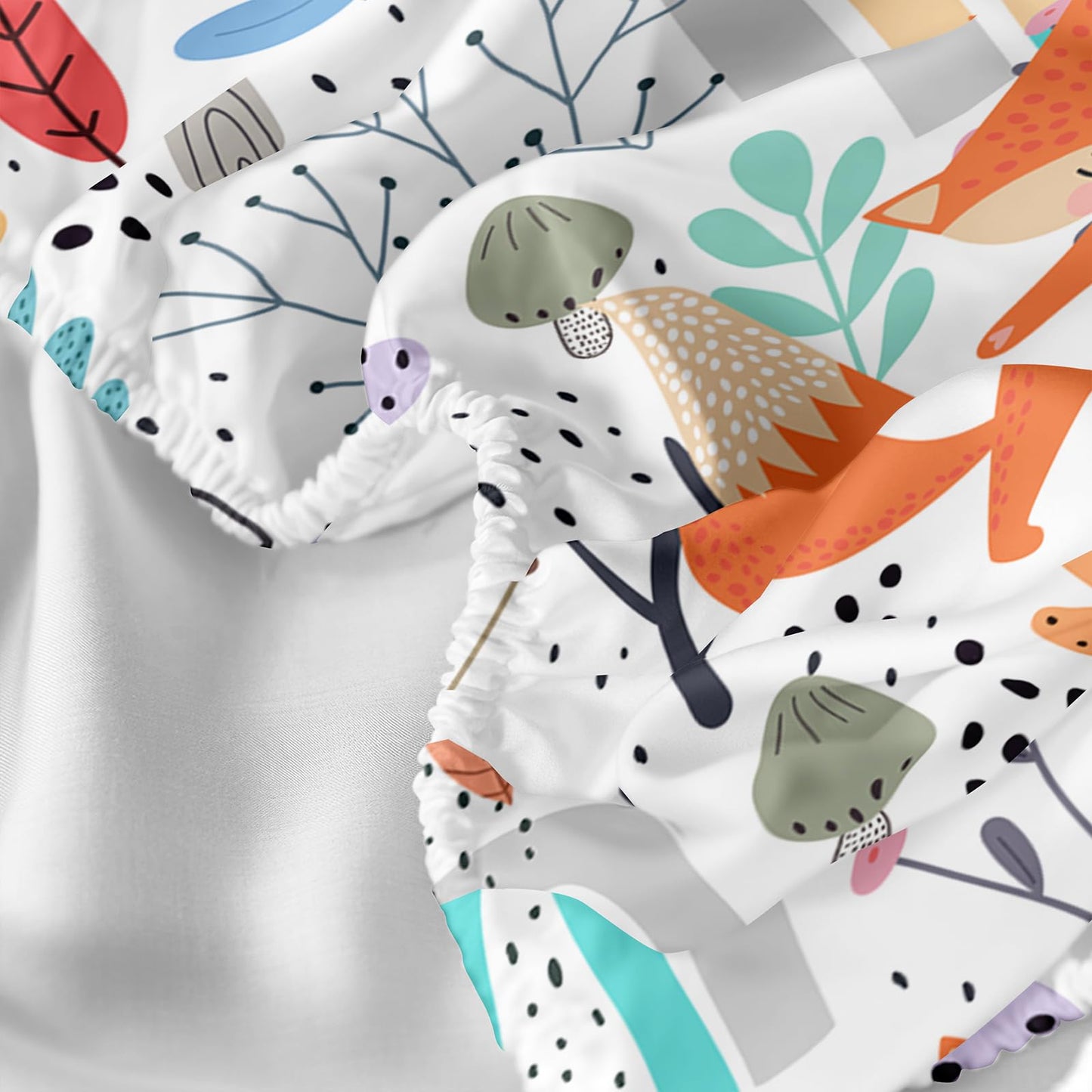 Nttopship Fox 4 Pieces Bed Sheet Sets Full Size Cartoon Forest Fox Printed Bedding Sets with 16" Deep Pockets Wildlife Bedroom Decor,Bedding Set 4 PCS(1 Fitted+1 Flat+2 Pillowcases)