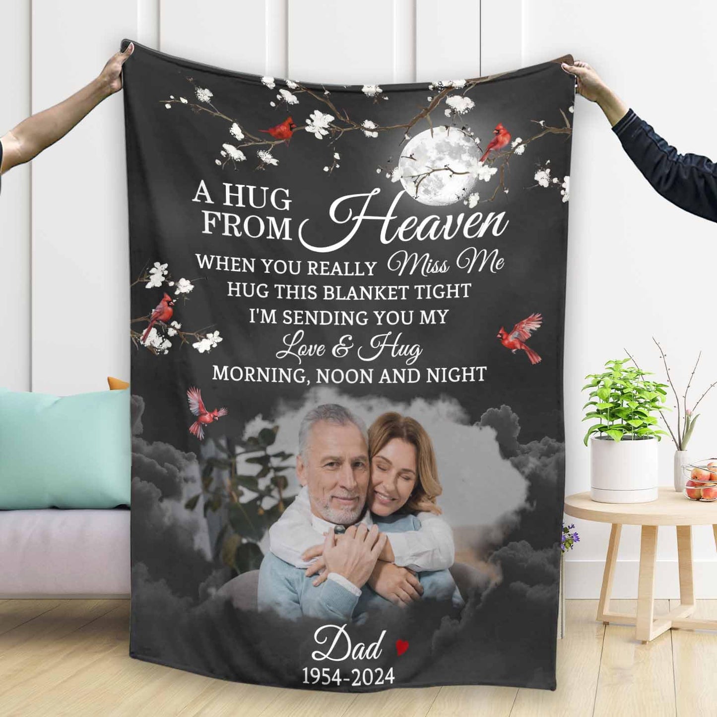 D-Story Custom Memorial Blanket with Photos in Loving Memory for Loved Ones Lost: Made in USA, Personalized Picture Sympathy Remembrance Grief Gift Funeral for Daughter Son Father Mother Brothers