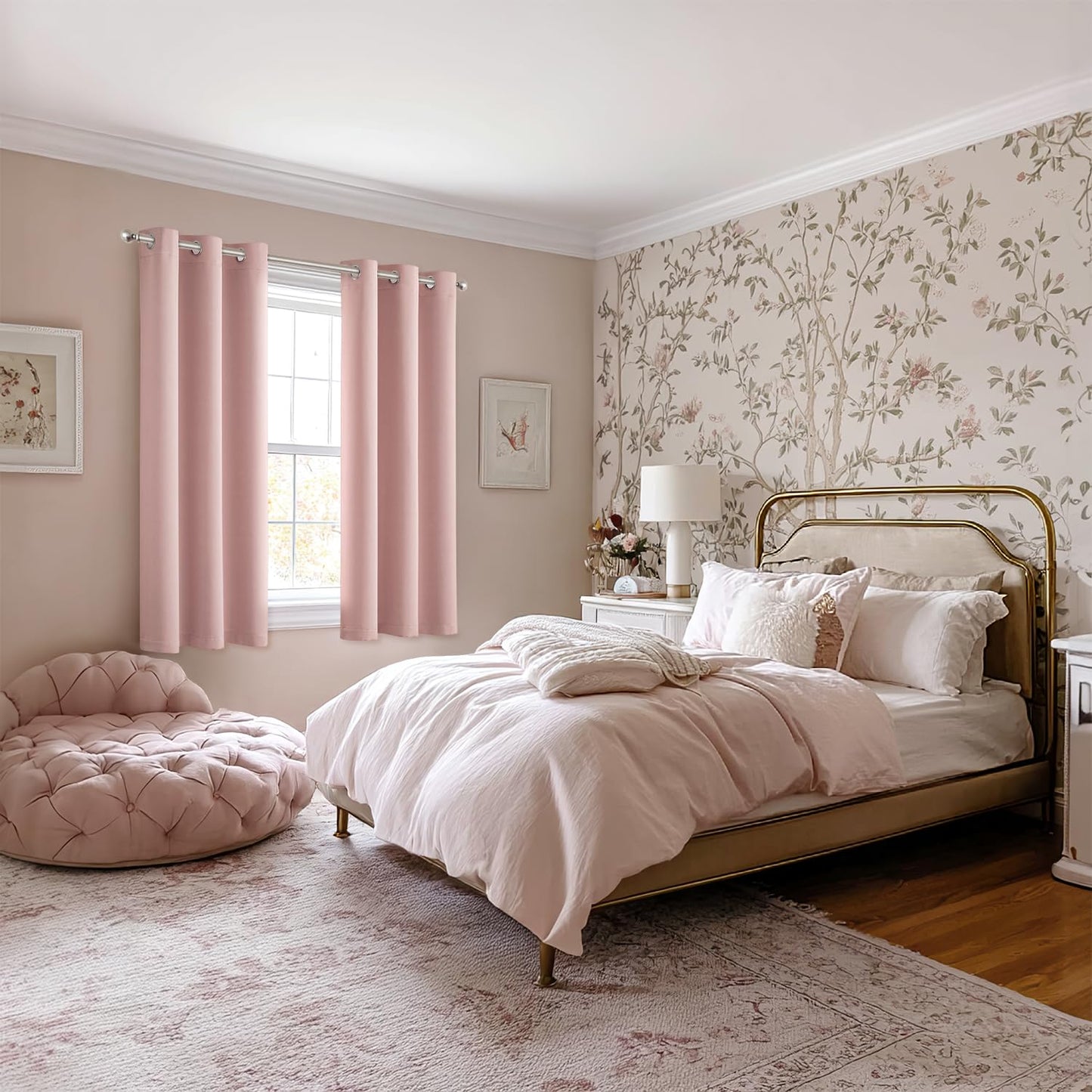 MIULEE Blackout Curtains for Bedroom Living Room 2 Panels, Thermal Insulated Room Darkening Drapes Grommet Noise Reducing Light Blocking Window Treatments 63 Inches Long 40x63 Inch Pink