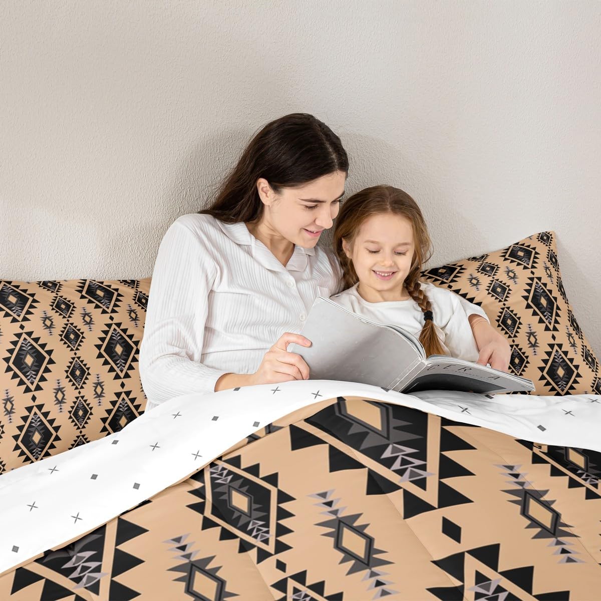 jejeloiu Boho Western Comforter Set Queen Size Bohemian Southwestern Bedding Set for Kids Boys Girls Aztec Decor Duvet Quilt Country Bedroom Farmhouse 3 Pcs with 2 Pillow Cases