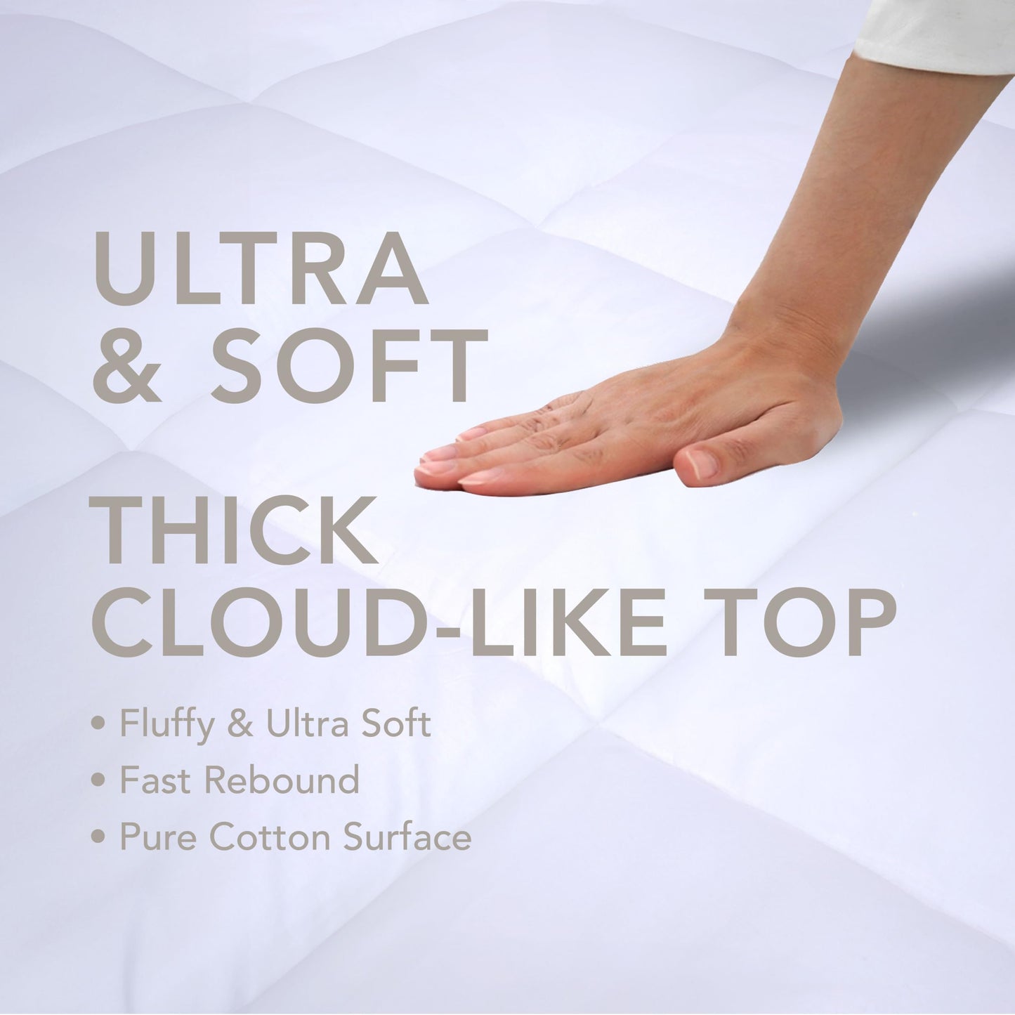 Epitex Mattress Topper Queen Size, Extra Thick and Plush Pillow Top Mattress Pad for Back Pain, Support and Breathable Cotton CoverMattress Pad with 16'' Deep Pocket Design, Skid-Proof Bottom, White