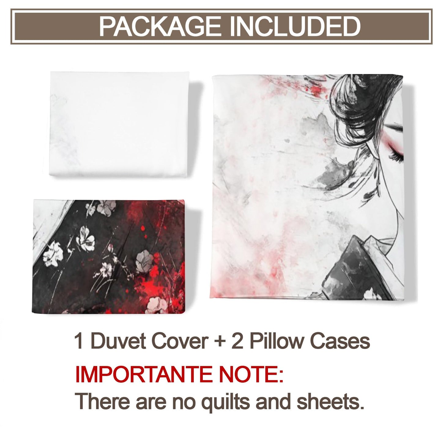PAISUOQ Kids Duvet Cover Queen Size - Japanese Girl Home Decor & Gifts, 3 Piece Back to School Dorm Bedding, Easy Care Microfiber Comforter Cover & Pillowcases, Traditional Oriental