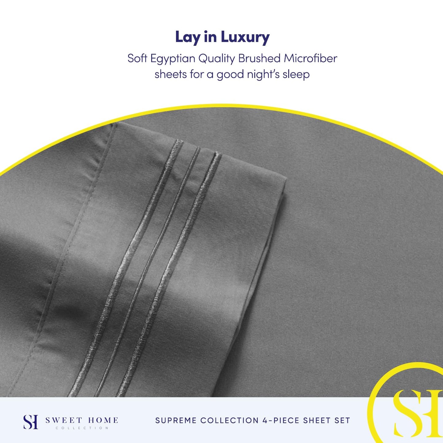 Queen Size Bed Sheets - Breathable Luxury Sheets with Full Elastic & Secure Corner Straps Built In - 1800 Supreme Collection Extra Soft Deep Pocket Bedding Set, Sheet Set, Queen, Gray