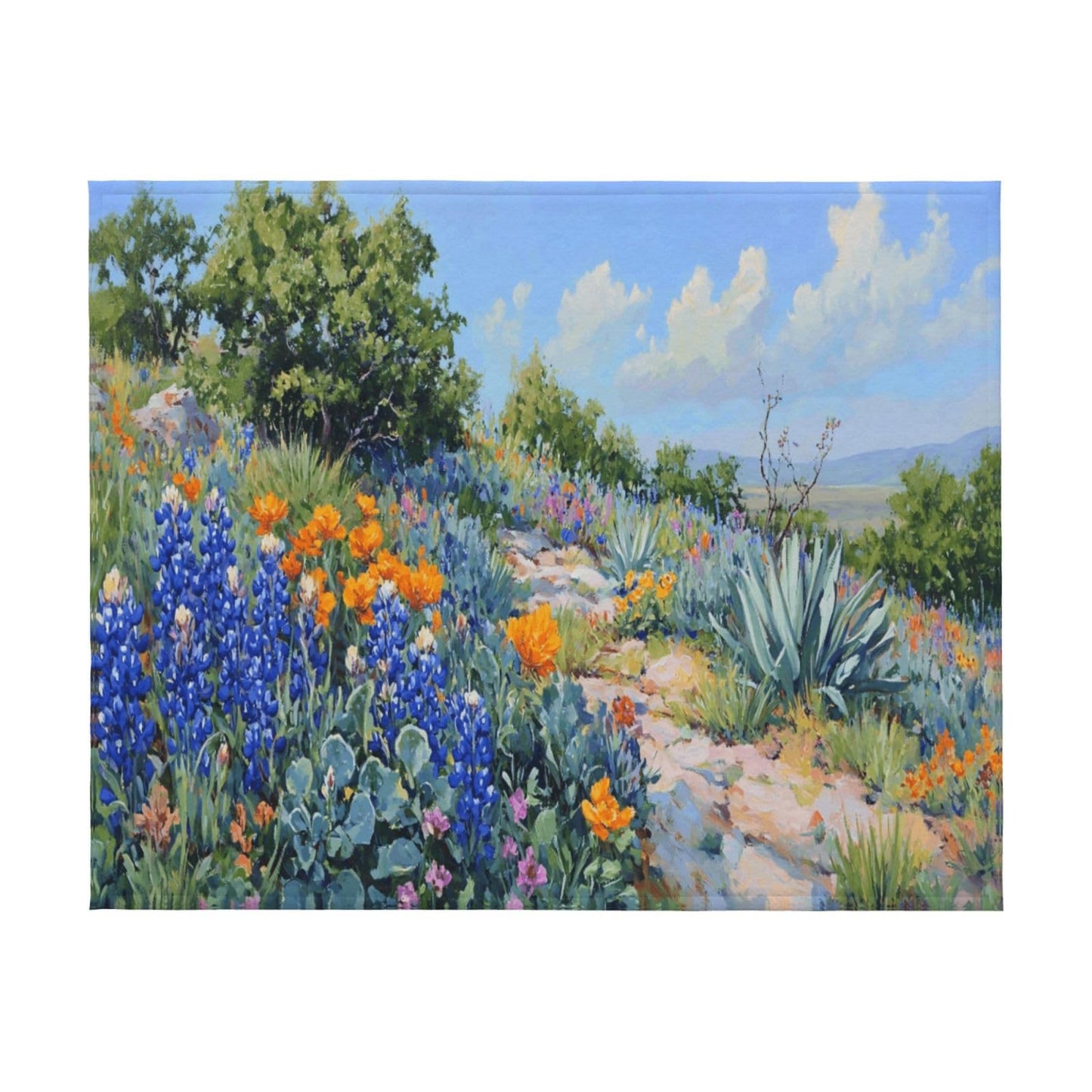 Jfniub Blue Flowers Texas Bluebonnet Blanket Throw Bedding Room Decor Flannel Blankets for Bedroom Living Rooms Warm All Season 50"X40"